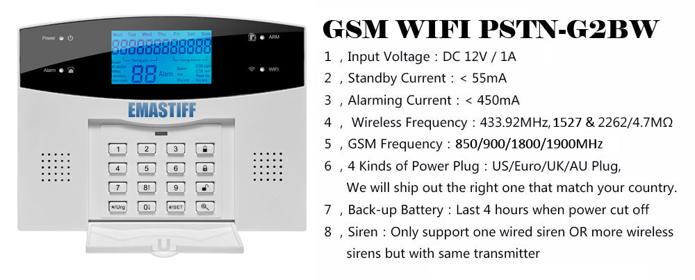 Sistema de alarme sem fio Home Security, Wi-Fi, GSM, detector de sensor de movimento, compatível com Alexa e Google, Tuya Smart Life APP