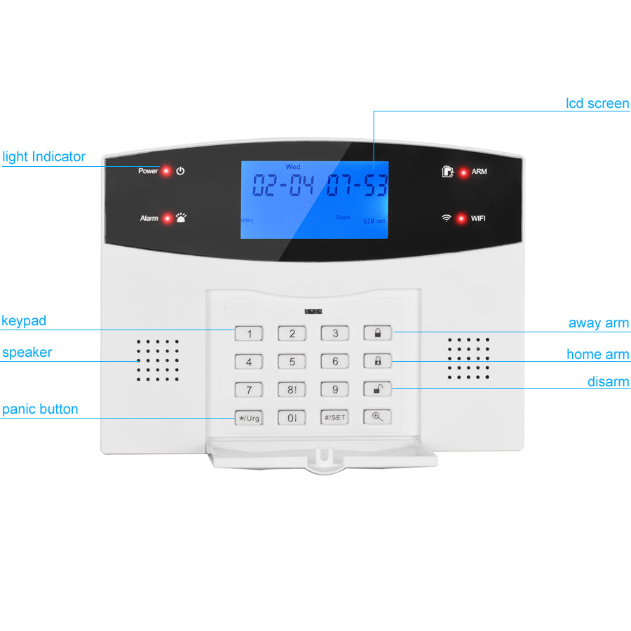 Sistema de alarme sem fio Home Security, Wi-Fi, GSM, detector de sensor de movimento, compatível com Alexa e Google, Tuya Smart Life APP