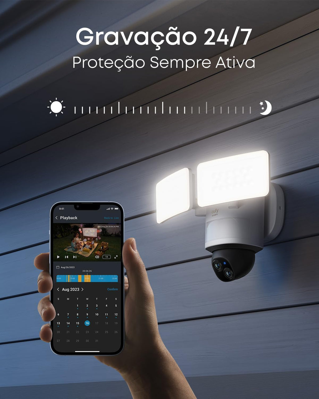 Câmera Vigilância 360°: Segurança Total com IA e Luz Inteligente Wi-fi Detecção Inteligente duas câmeras