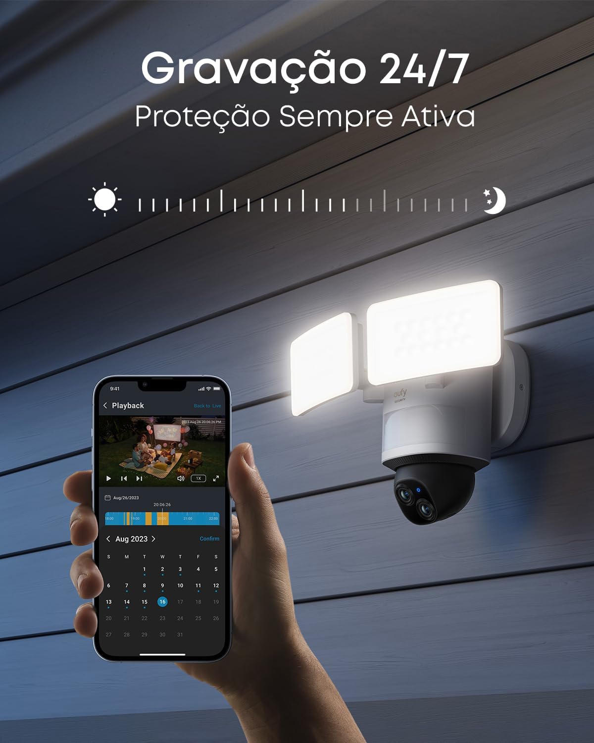 Câmera Vigilância 360°: Segurança Total com IA e Luz Inteligente Wi-fi Detecção Inteligente duas câmeras