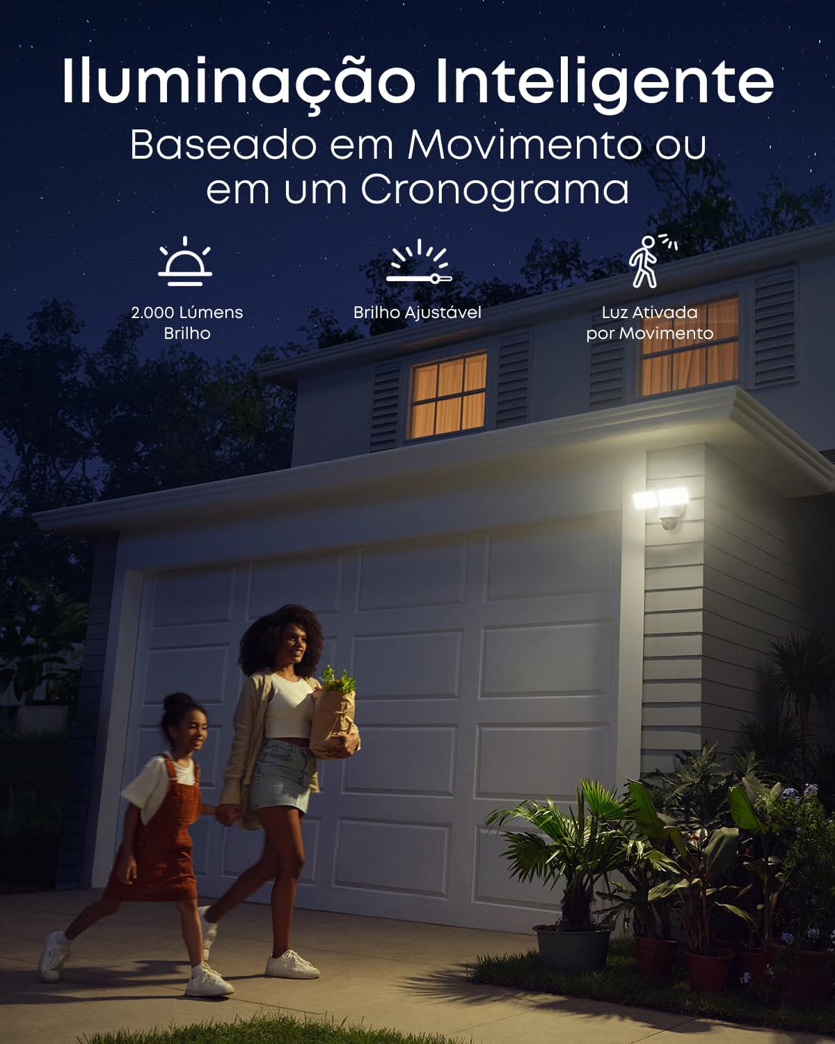 Câmera Vigilância 360°: Segurança Total com IA e Luz Inteligente Wi-fi Detecção Inteligente duas câmeras